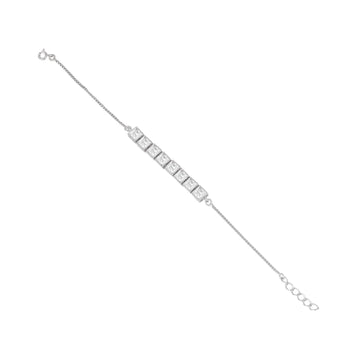 925 silver emerald cut tennis bracelet with sleek box chain design
