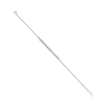 925 silver round cut stone bracelet with polished box chain