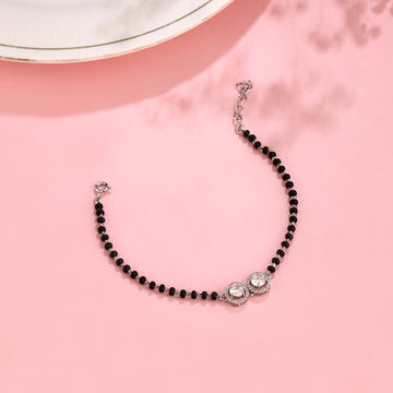 925 Silver Mangalsutra Design Crystal Bracelet ⚫