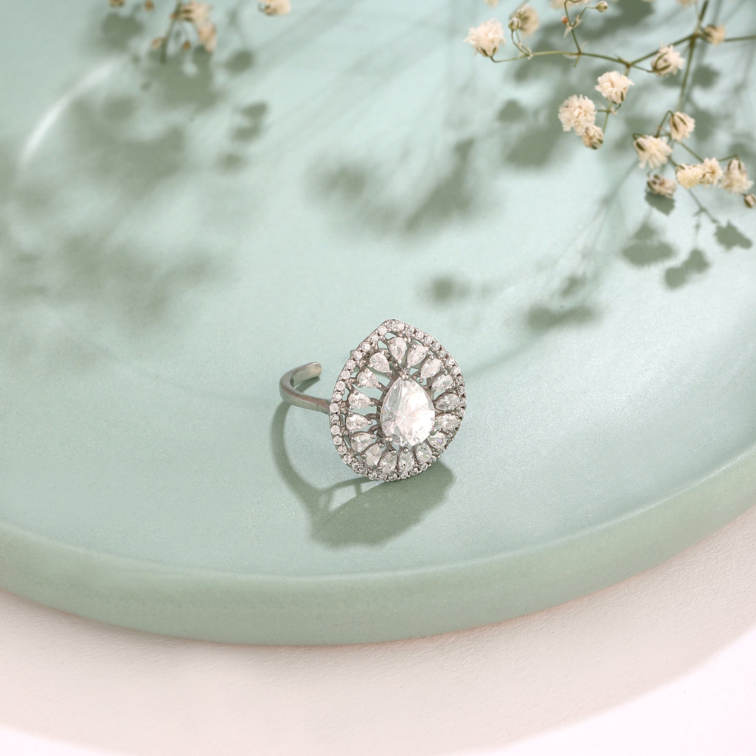 ✨ 925 Silver The Majestic Teardrop Halo Ring Collection