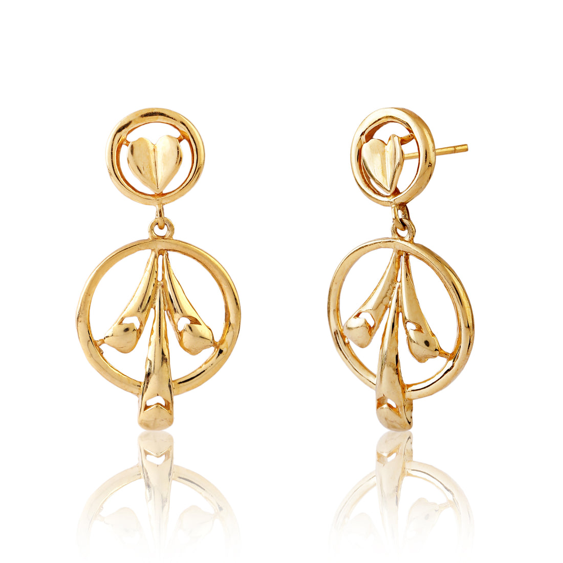 Golden Heart Bloom Earrings – 92.5 Sterling Silver
