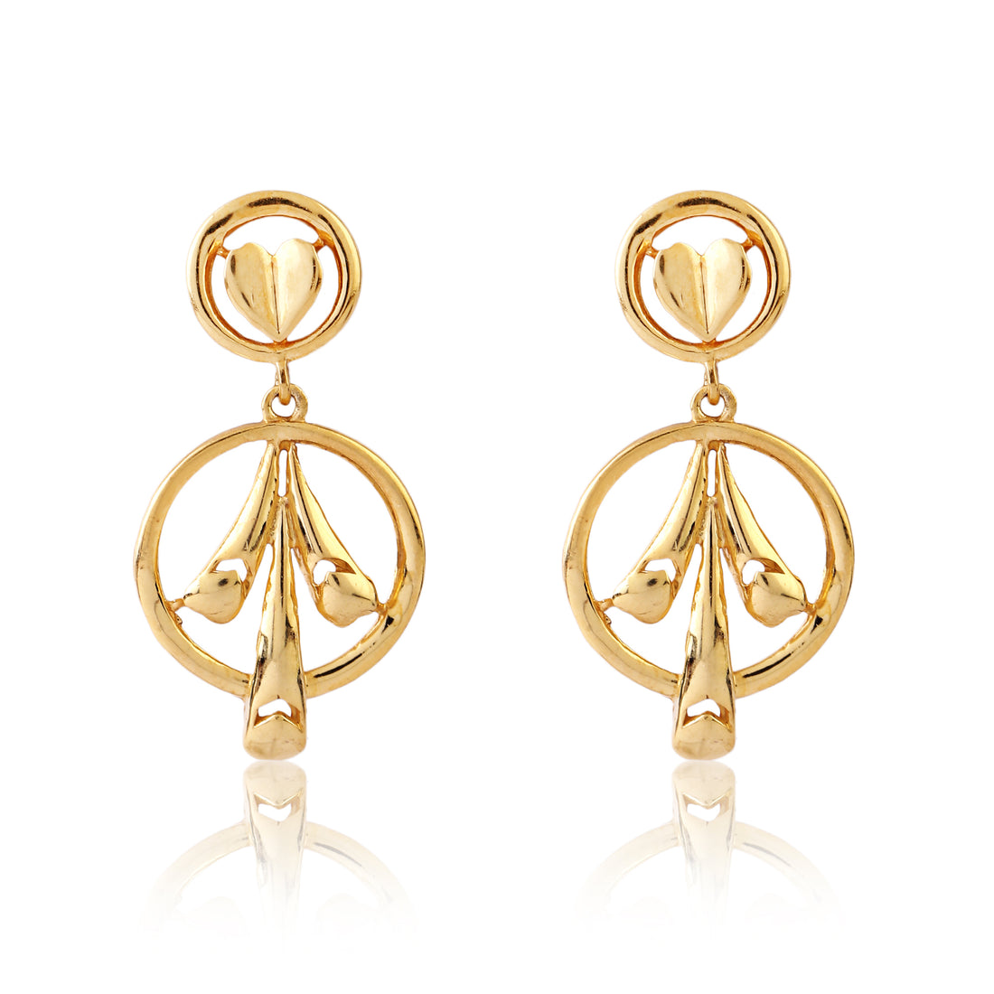 Angled view of 925 silver gold-tone botanical drop earrings highlighting stem and bud detailing