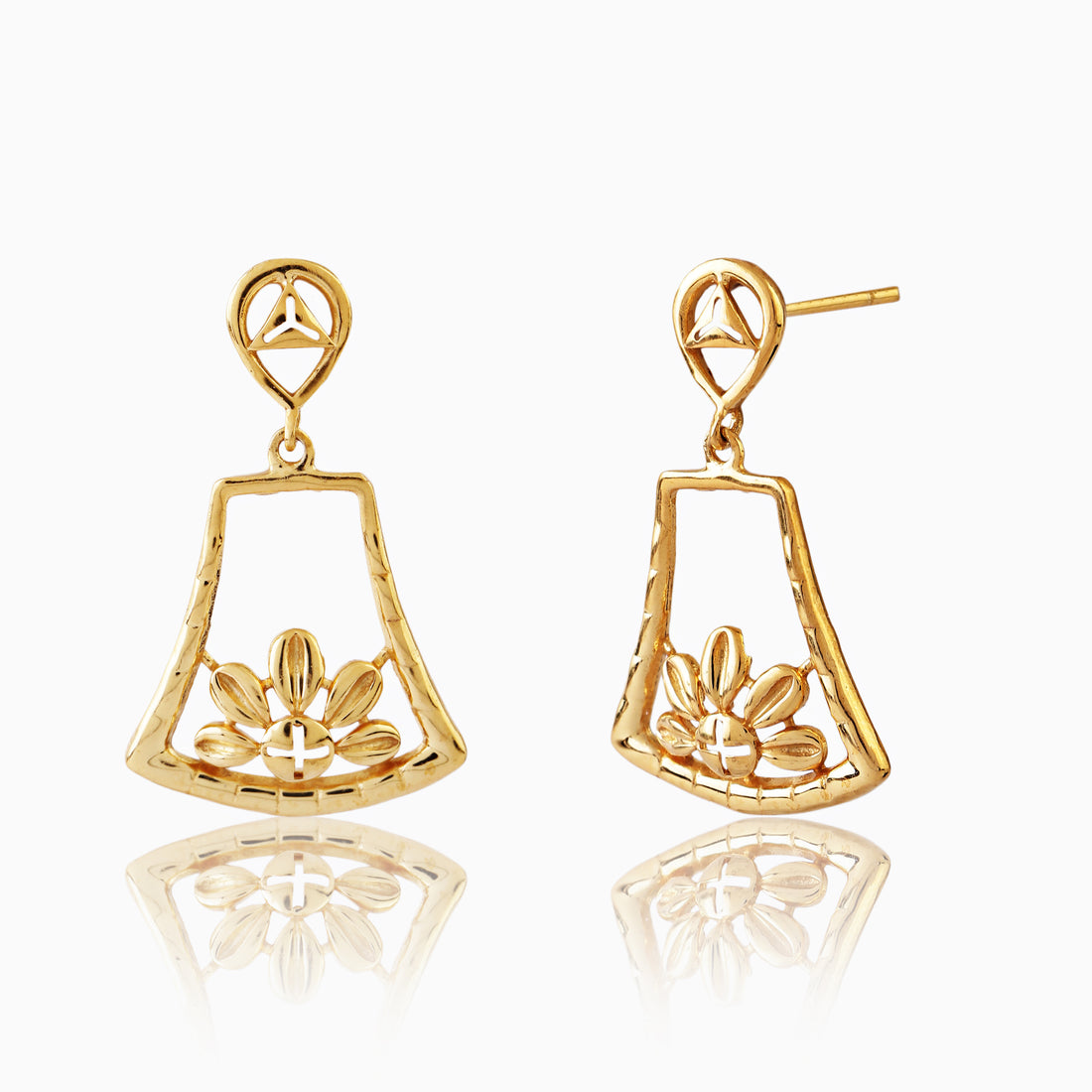 Golden Lotus Bloom Earrings – 92.5 Sterling Silver