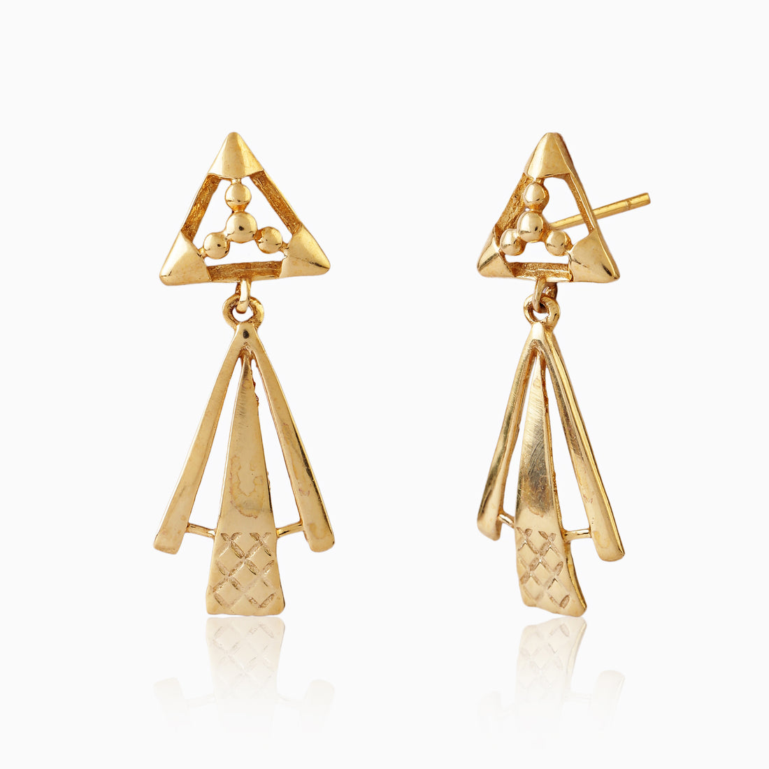Golden Aura Geometric Drop Earrings – 92.5 Sterling Silver