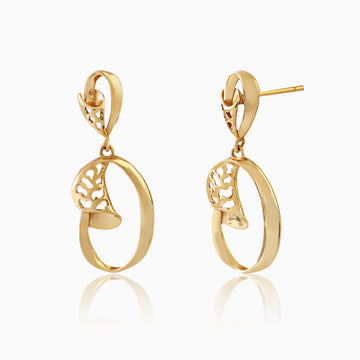 925 sterling silver gold finish coral filigree oval drop earrings front view