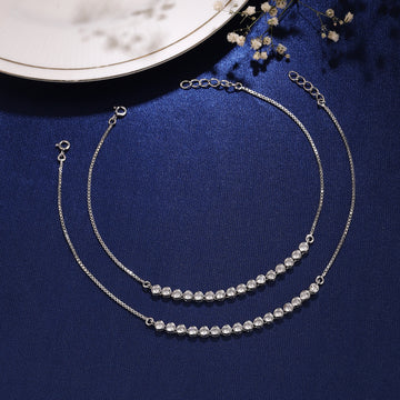 925 Silver Classic Tennis Line Anklet ✨