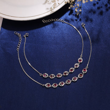 ❤️✨ Ruby Bloom 925 Silver Anklet