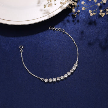 ✨ 925 Silver Minimalist Round-Cut Elegance Bracelet