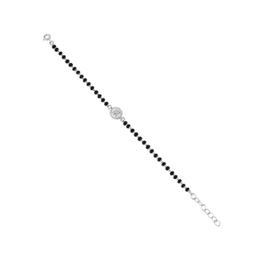 925 silver mangalsutra bracelet with delicate black bead strand and solitaire centerpiece