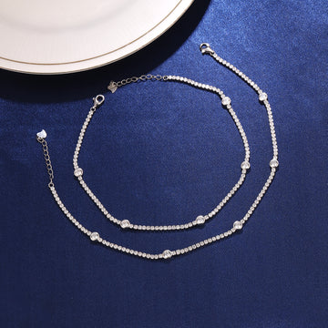 ✨ 925 Silver Zircon Tennis Anklet Pair