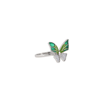 925 silver green butterfly statement ring with detailed wing design