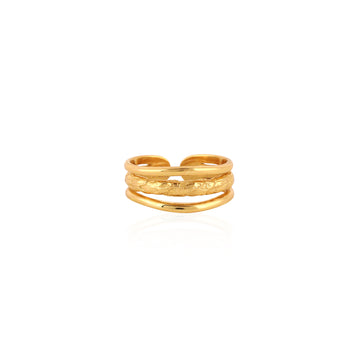 925 silver triple band statement ring front view