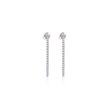 925 silver pavé hoop earrings front view