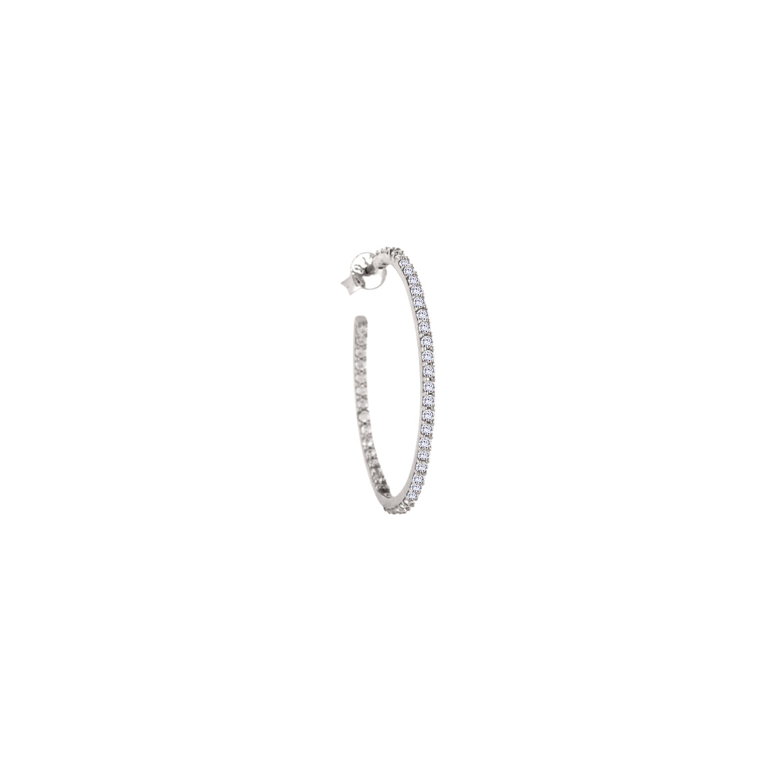 925 silver pavé hoop earrings front view