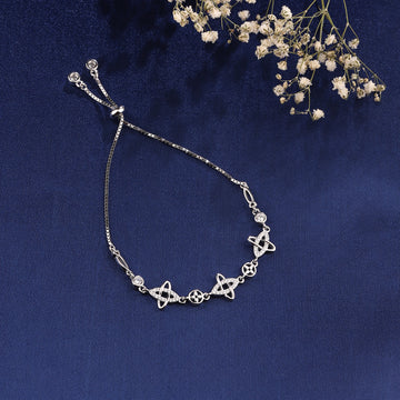 ⛓️ 925 Silver Celestial Bloom Adjustable Bolo Bracelet
