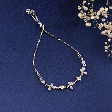✨ Radiant Pavé Flora Bolo Bracelet in 925 Silver