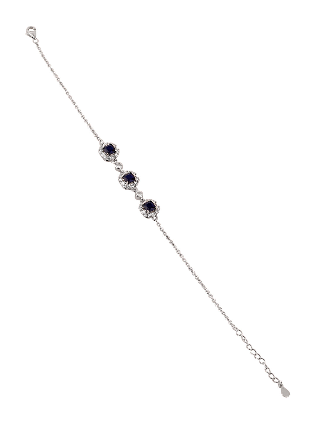 Elegant Silver Bracelet with Blue Stone Accents