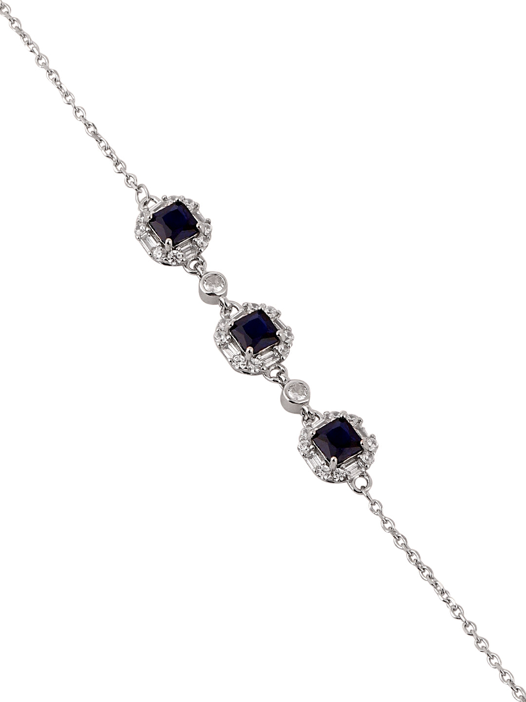 Elegant Silver Bracelet with Blue Stone Accents