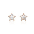 925 silver rose gold star stud earrings with crystal stones close-up