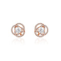 925 silver rose gold twisted halo stud earrings with crystal detailing