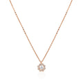 Rose gold floral halo pendant in 925 silver with round zircon center stone