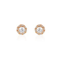 925 silver rose gold halo stud earrings with brilliant stone detailing