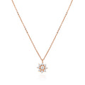 Rose gold 925 silver floral pendant necklace with sparkling round stones