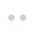 925 silver floral stud earrings with petal cluster detailing