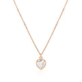 925 silver rose gold heart-shaped pendant necklace with sparkling center stone