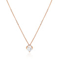 925 silver rose gold heart necklace featuring curved top stone detailing