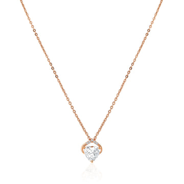 925 silver rose gold heart necklace featuring curved top stone detailing