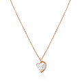 Modern asymmetrical heart pendant necklace in 925 silver with rose gold finish