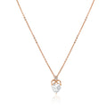 Double loop heart pendant necklace in 925 silver with rose gold finish