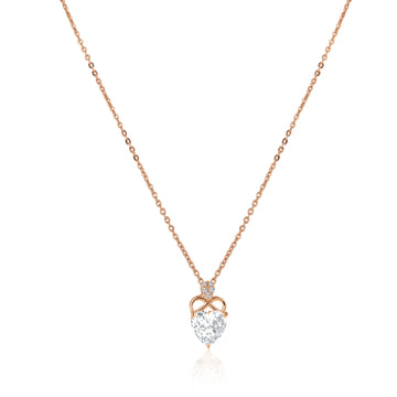 Double loop heart pendant necklace in 925 silver with rose gold finish