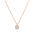 Rose gold cushion halo pendant necklace in 925 silver with round center stone