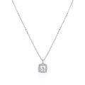 Cushion halo pendant in 925 silver with round zircon center stone