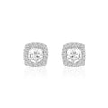 Cushion halo stud earrings in 925 silver with sparkling zircon stones