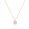 Rose gold geometric halo pendant in 925 silver with sparkling round center stone
