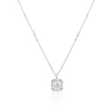Baguette halo pendant in 925 silver with round zircon center stone