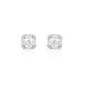 Geometric baguette halo stud earrings in 925 silver with zircon stones