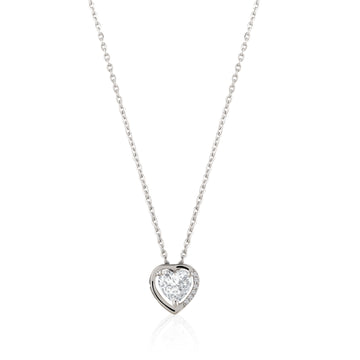 925 silver framed heart pendant necklace with side accent stones