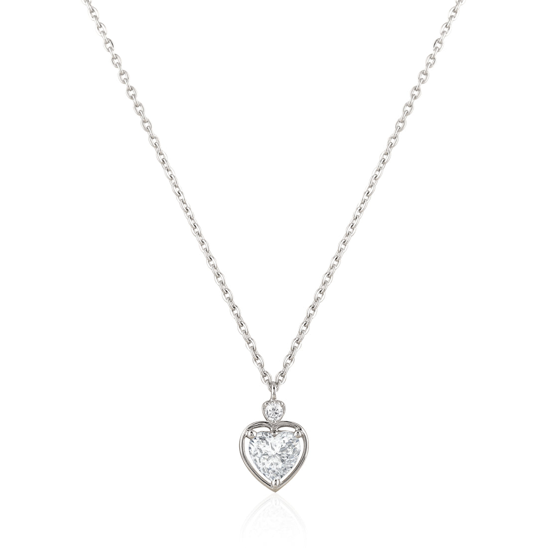 Classic heart-cut 925 silver pendant with polished open frame design