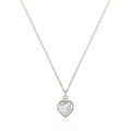 925 silver open heart pendant necklace with solitaire top detail