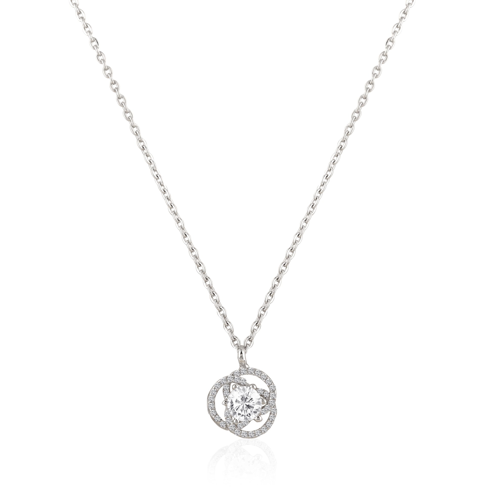 925 silver classic halo pendant necklace with sparkling center stone