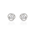 925 silver halo stud earrings with brilliant stone detailing