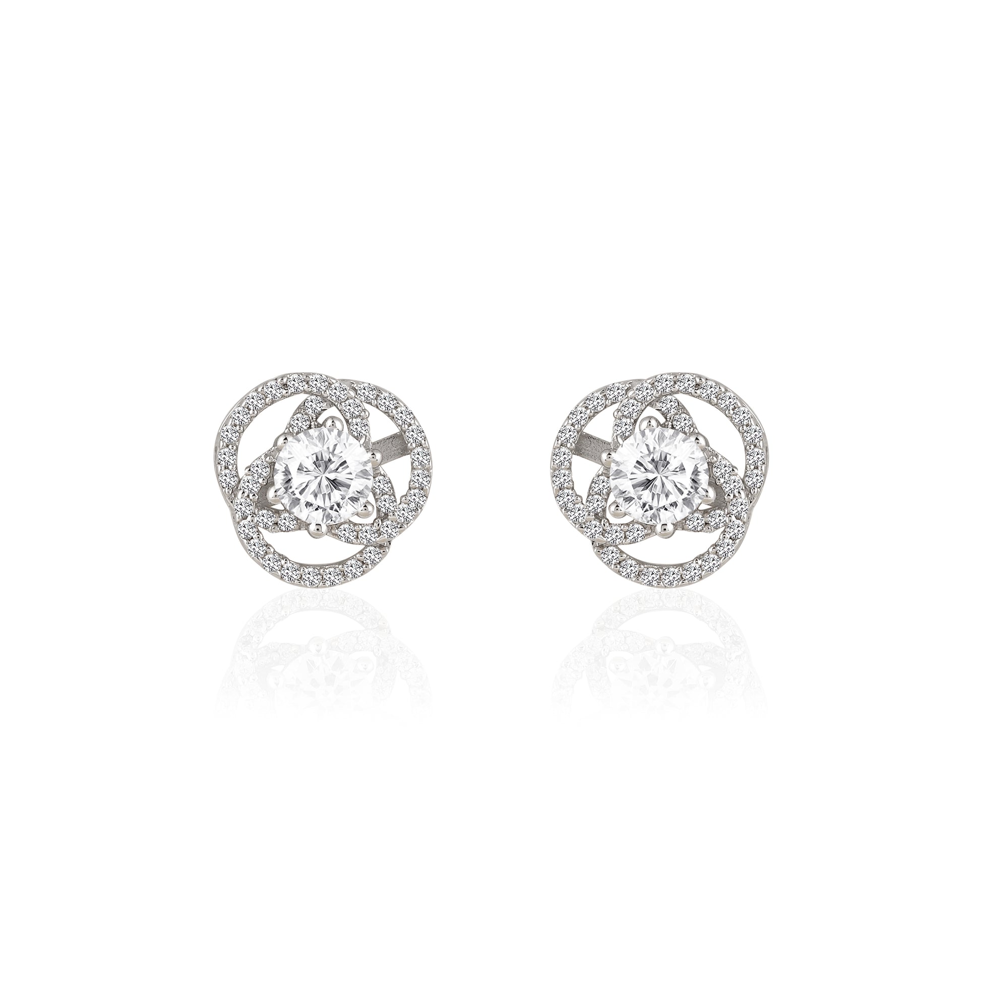 925 silver halo stud earrings with brilliant stone detailing