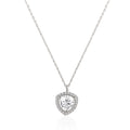 925 silver heart halo pendant necklace with sparkling center stone