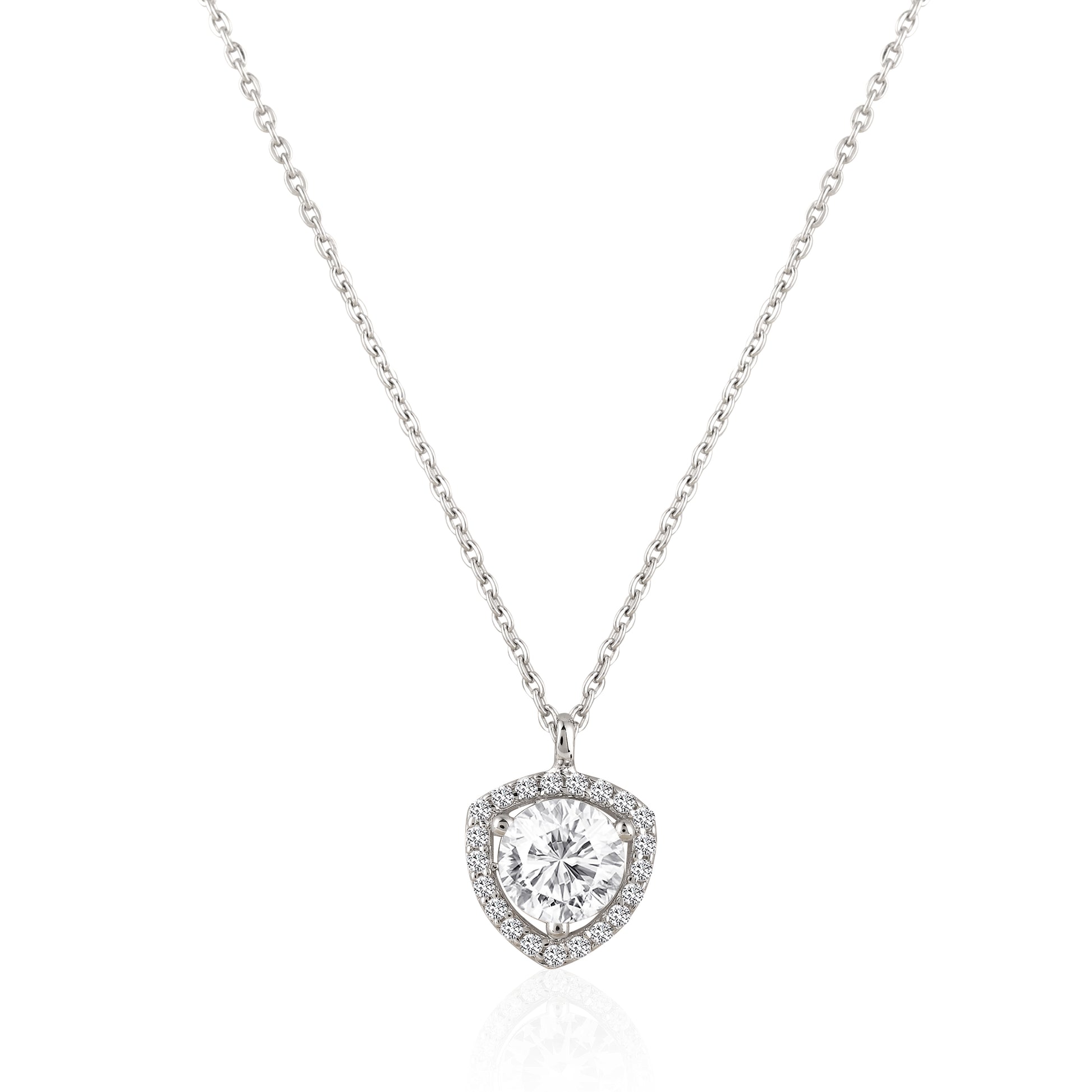 925 silver heart halo pendant necklace with sparkling center stone