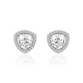 925 silver heart halo stud earrings with brilliant stone detailing