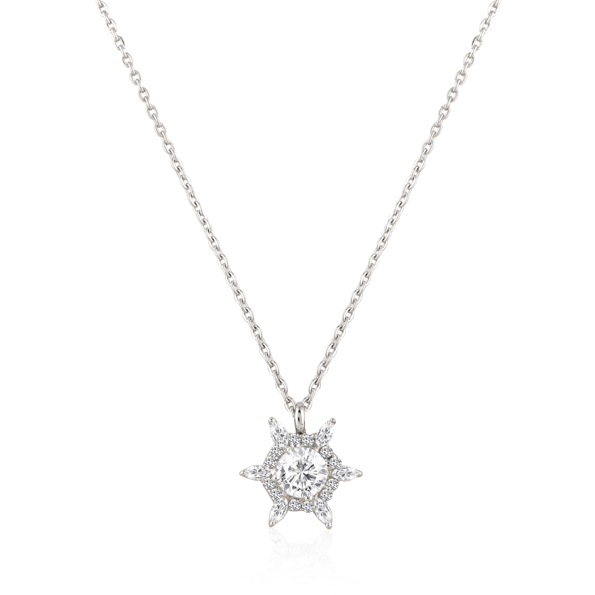 Sparkling Star Pendant & Stud Set in 925 Silver